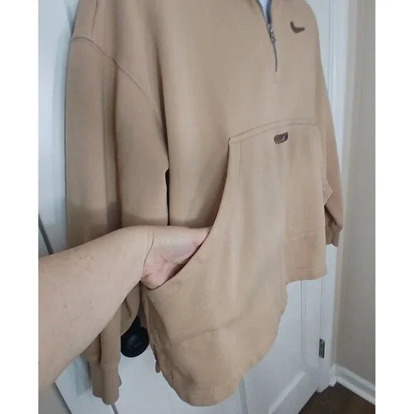 Nike Sportswear Trend Fleece 1/4 Zip Pullover Tan Women's Large Style DV4427-200 - Picture 12 of 16